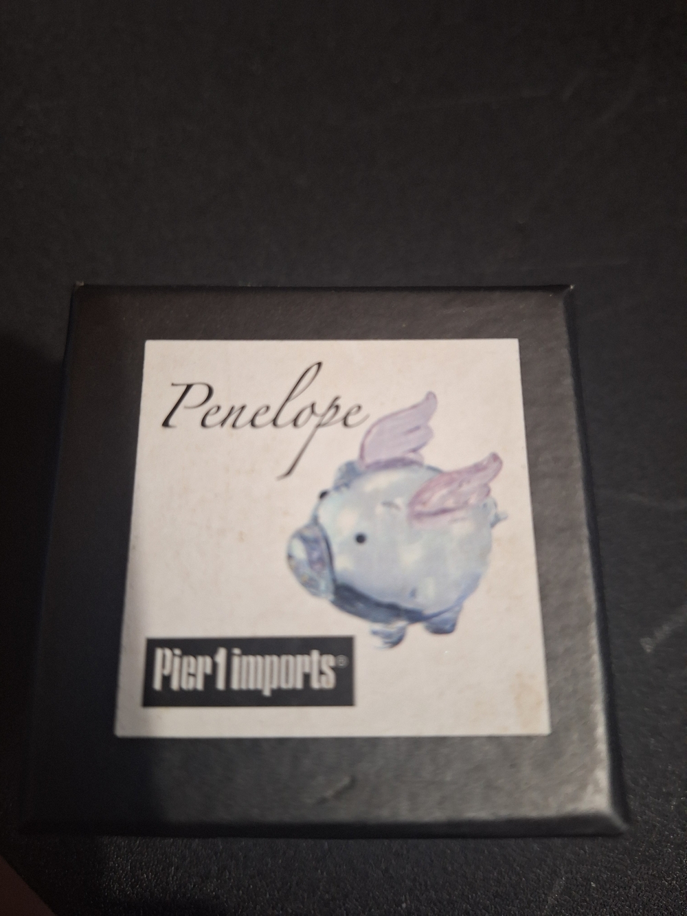 Pier 1 Penelope Blue and Purple Pig Figurine Box